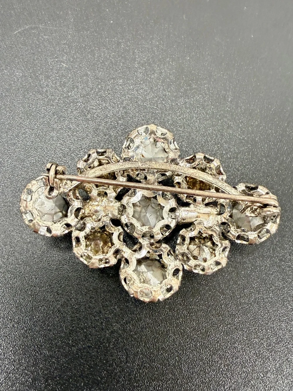 Vintage Rhinestone Cluster Brooch - Clear Sparkle